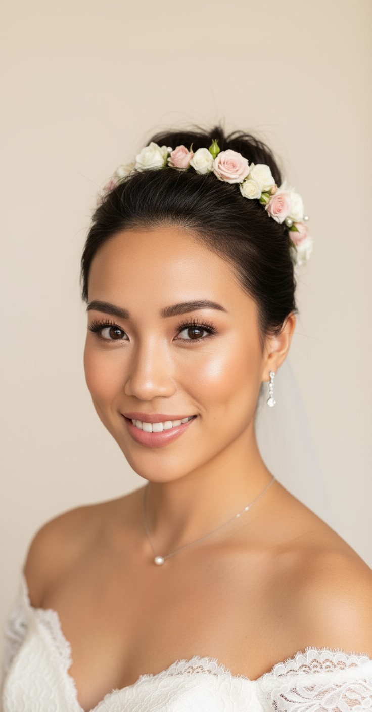 After Bridal Flower Bun Hairstyle